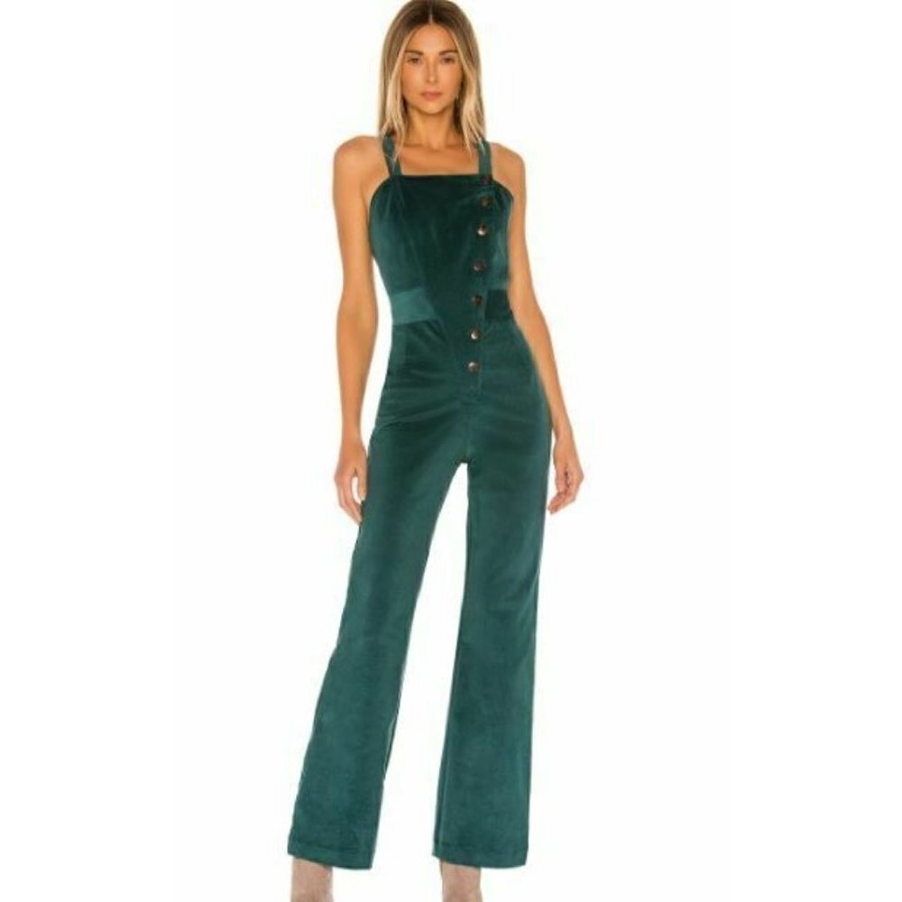 New  Ellejay Harper Corduroy Jumpsuit  Womens 0 Teal Overalls Revolve